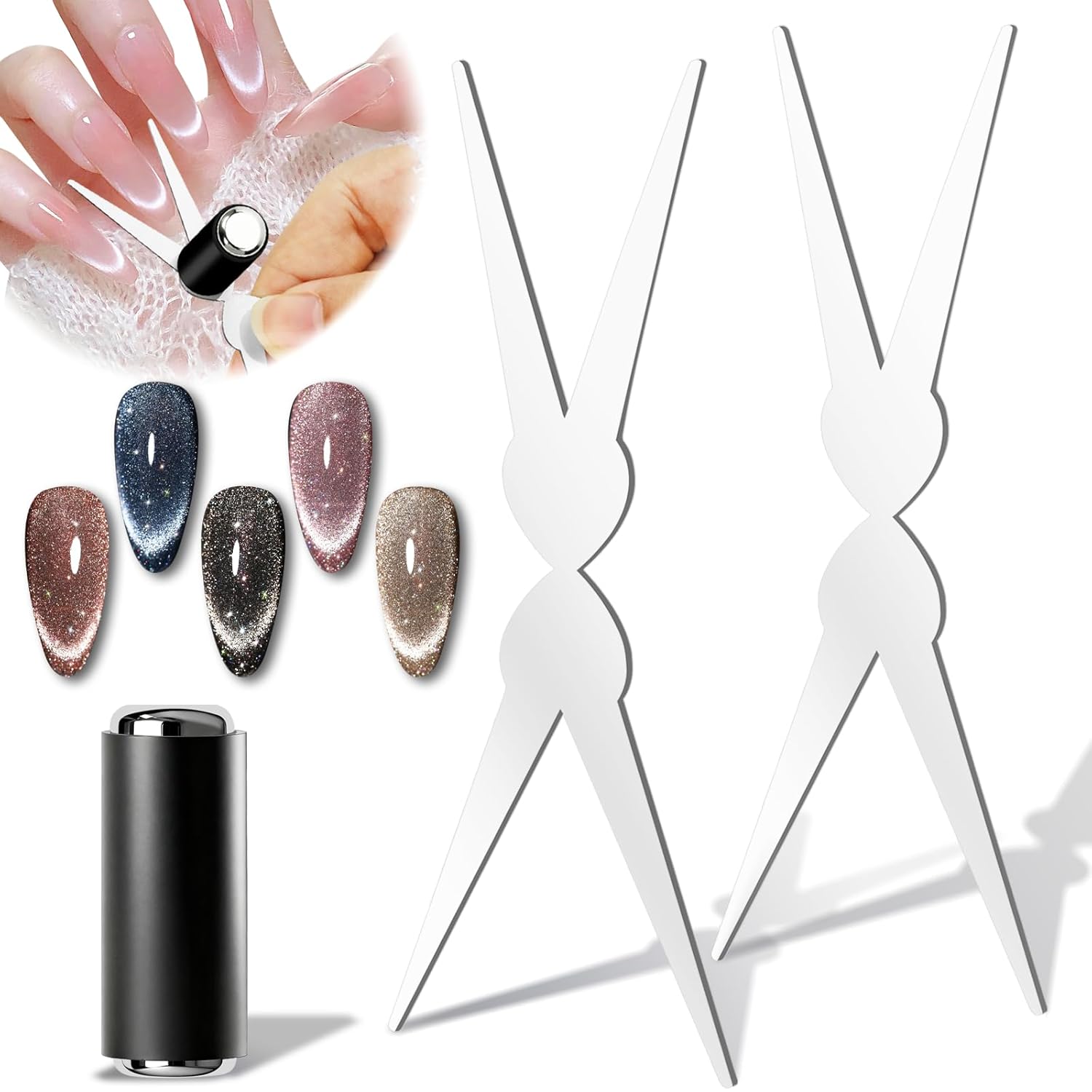 Nail Gel Polish Set - Magnet Kuku 3D Cat Eye Double