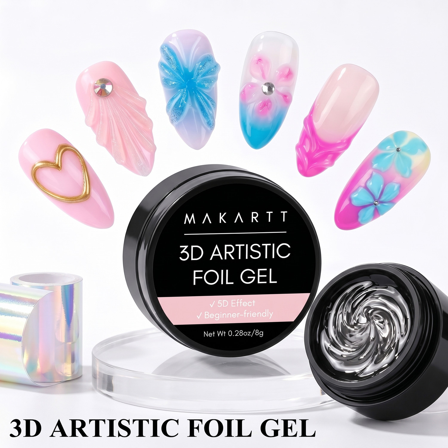 Nail Foil Transfer - Makartt 3D Nail Gel 8ml Lem