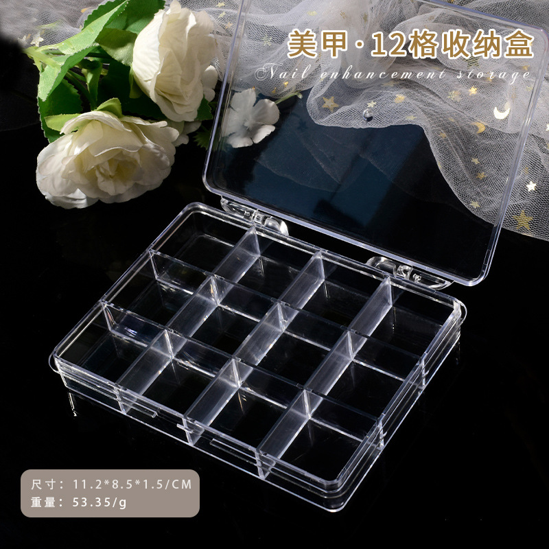 Nail Art Gliter - Kotak Organizer plastik bening 6/12/24 kisi,