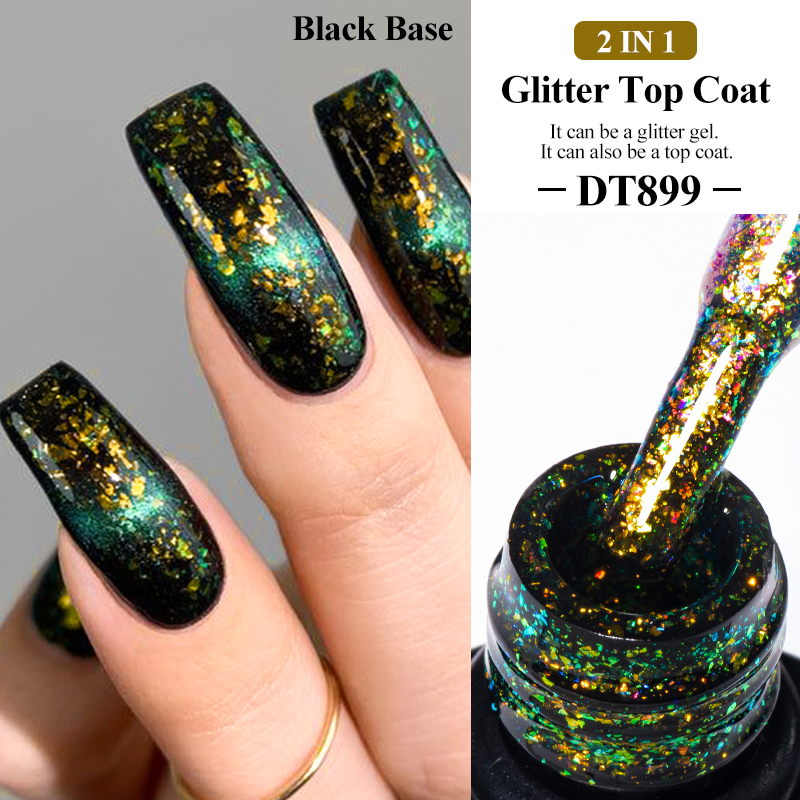 Nail Foil Transfer - Lapisan atas Glitter berkilau 7ml cat