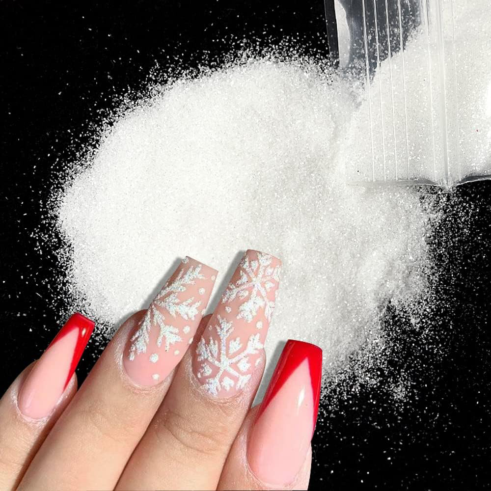 Nail Art Xmas - 50g/Kantong Bubuk Gula Putih Hitam Natal