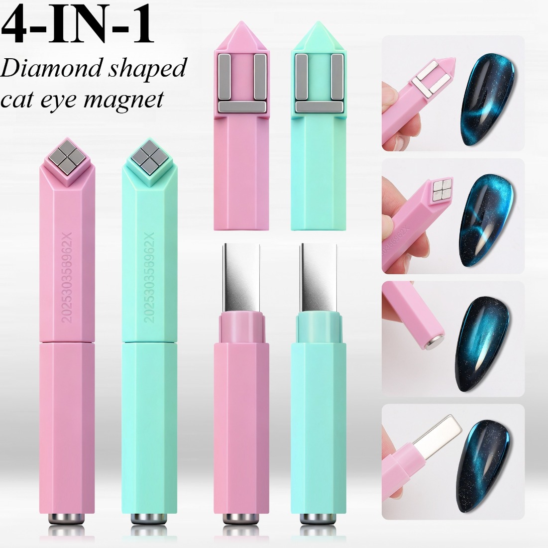 Nail Gel Polish Set - Set Magnet Kuku Bentuk Berlian 4-in-1