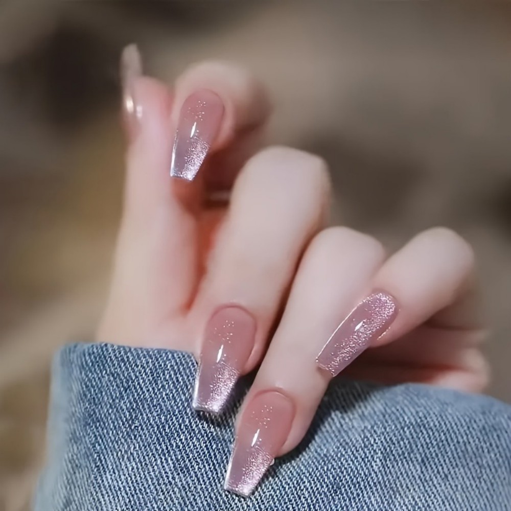 Nail Art Gliter - 24pcs Kuku Palsu Bentuk Ballet Panjang