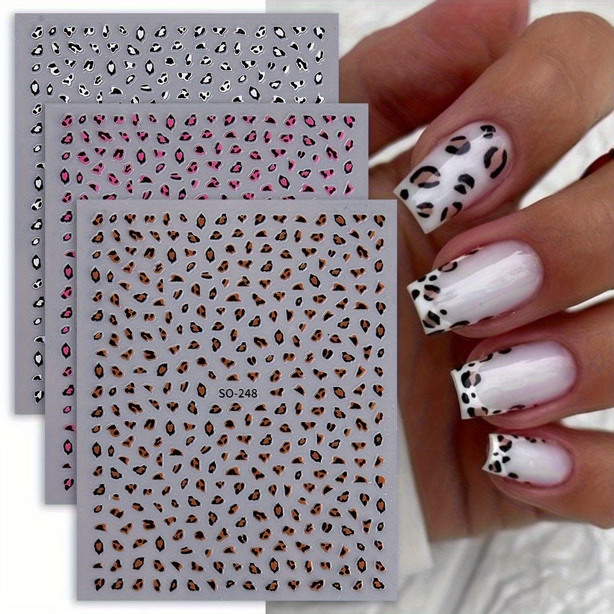 Nail Art Leopard - 3 buah stiker kuku motif macan