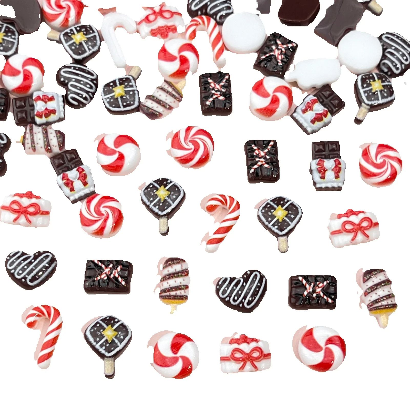 Nail Art Xmas - 50pcs Resin Mini Cokelat Natal Dekorasi
