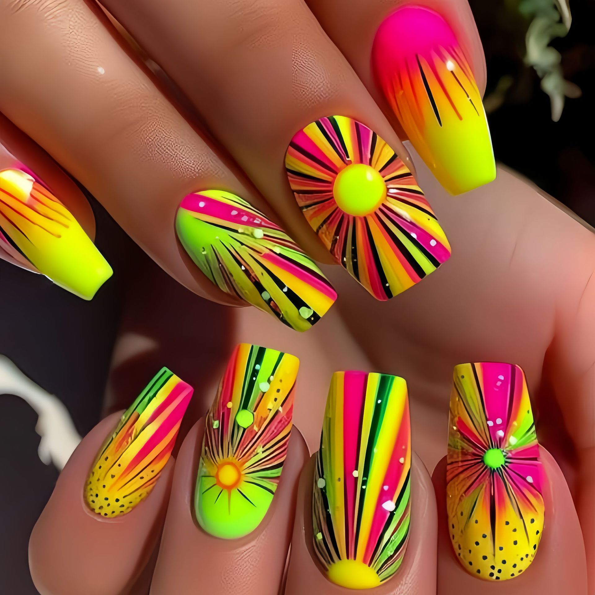Nail Art Ombre Glitter - Kuku Palsu Pola Glitter Kuku Tekan