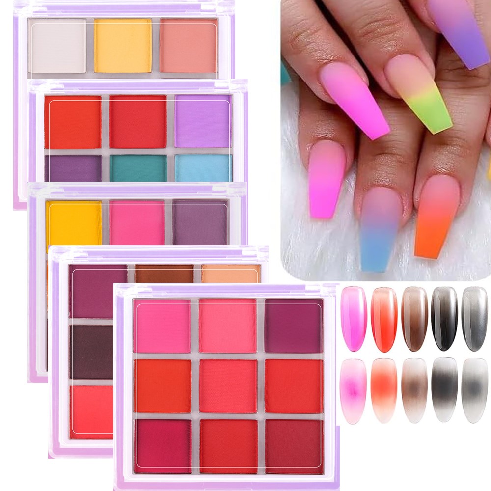 4/6/9 warna palet pigmen kuku  - Nail Art Ombre Glitter ulasan dan harga