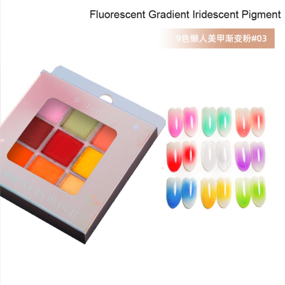 4/6/9 warna palet pigmen kuku  - Nail Art Ombre Glitter ulasan dan harga