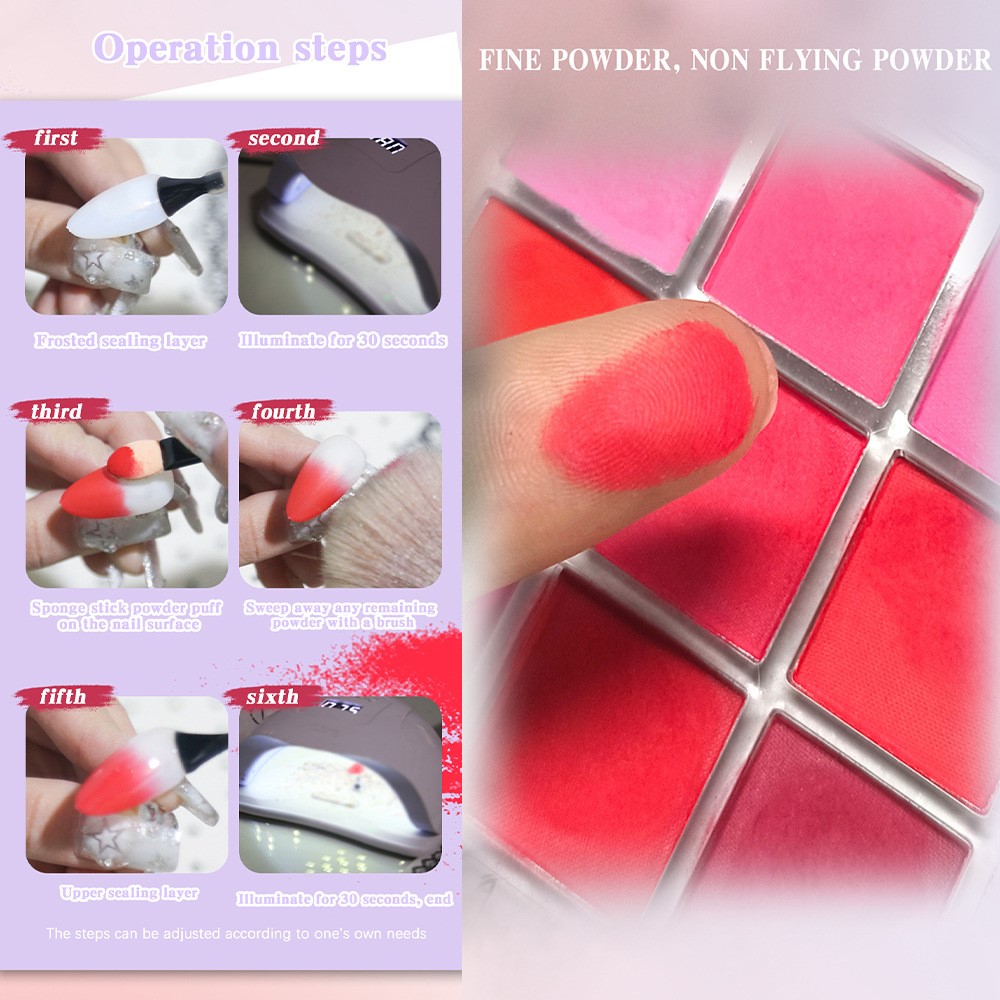 4/6/9 warna palet pigmen kuku  - Nail Art Ombre Glitter ulasan dan harga
