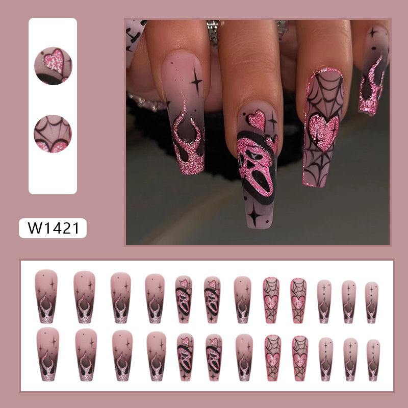24pcs Kuku Palsu Berpayet Pink - Nail Art Gliter ulasan dan harga