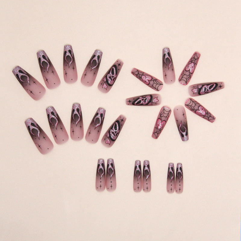 24pcs Kuku Palsu Berpayet Pink - Nail Art Gliter ulasan dan harga