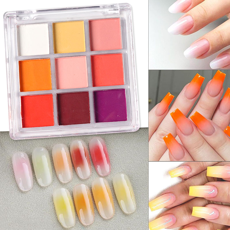 9 Warna Gradien Manikur Seni K - Nail Art Ombre Glitter ulasan dan harga