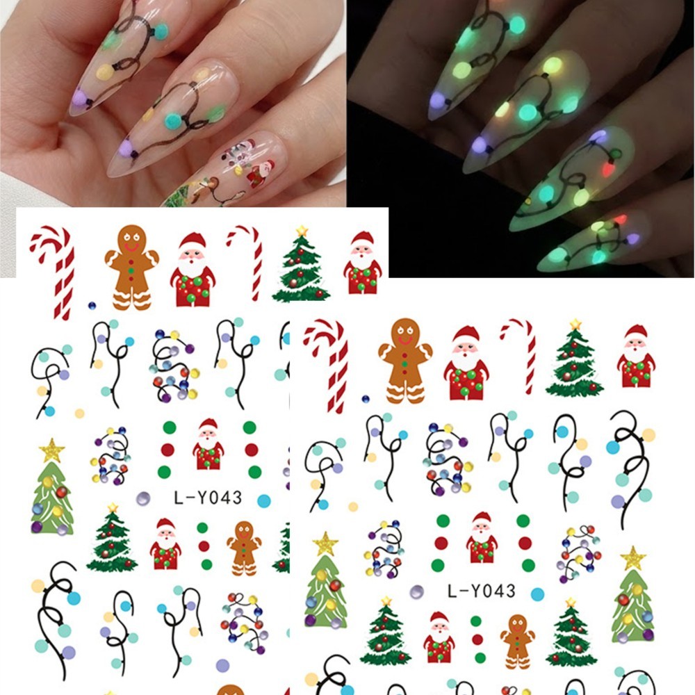 2Pcs Stiker Kuku Natal Bercaha - Nail Art Xmas ulasan dan harga