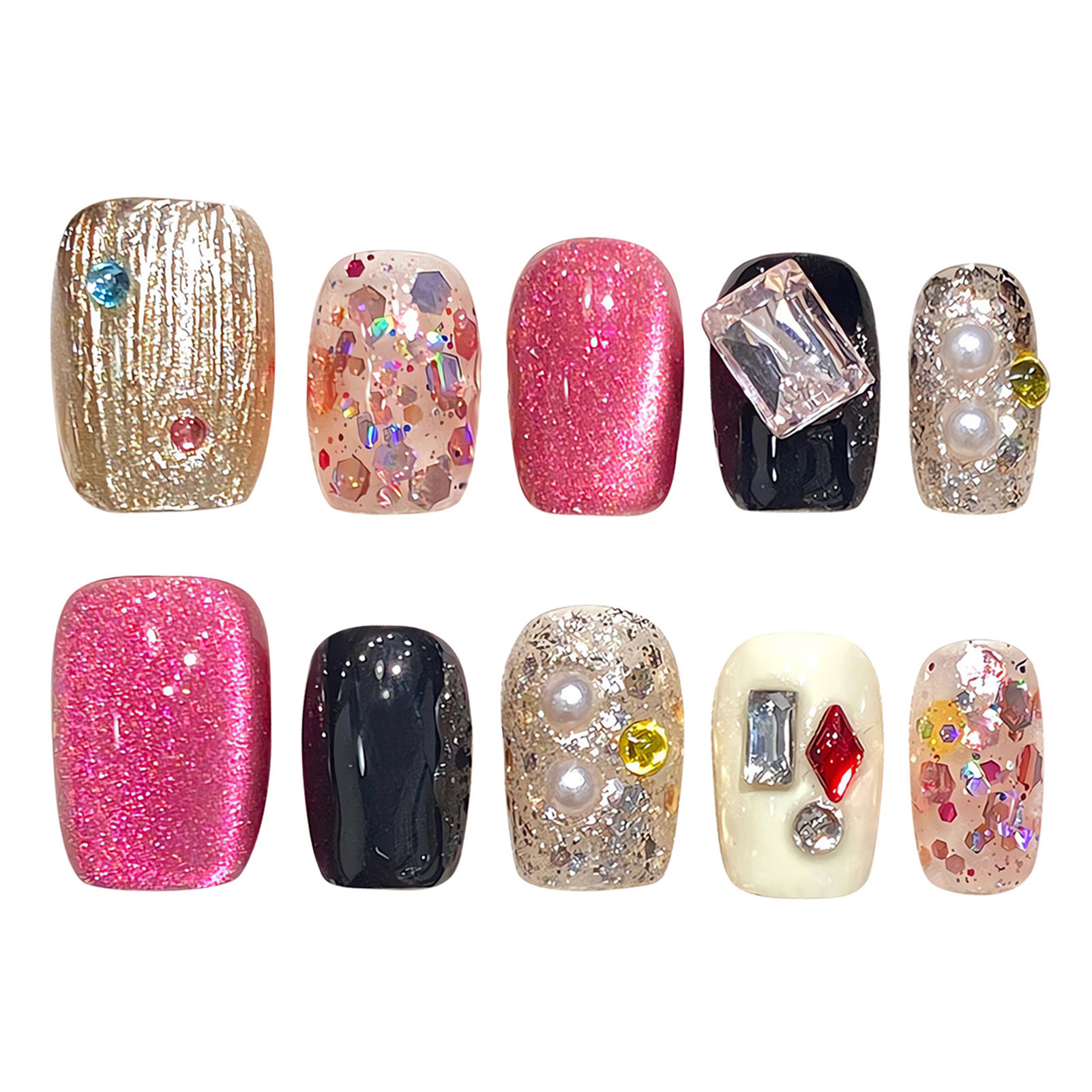 Buatan tangan Tekan pada kuku  - Nail Art Gliter ulasan dan harga