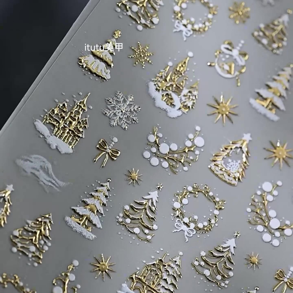 1pc Stiker Kuku 5D Motif Pohon - Nail Art Xmas ulasan dan harga