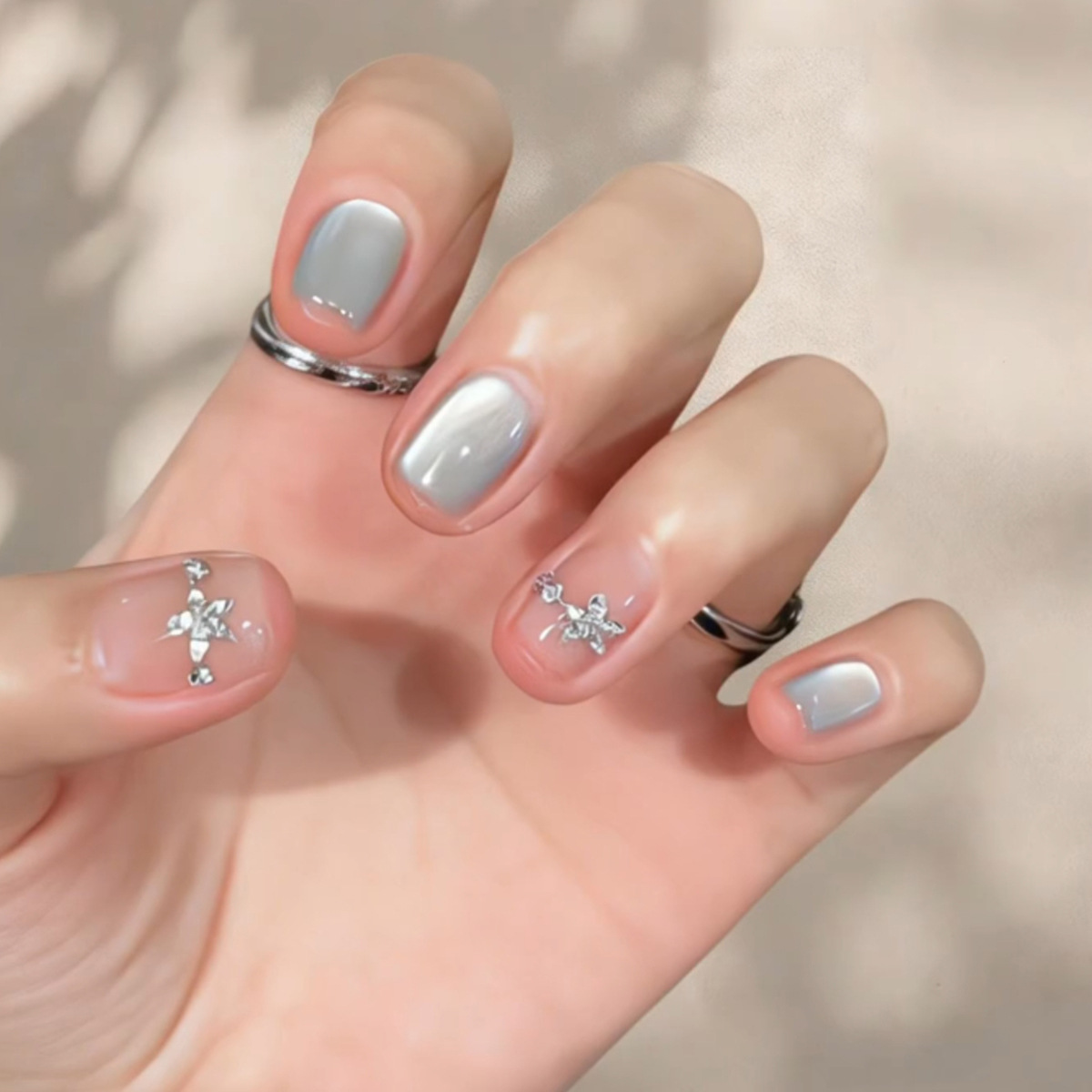 24Pcs Kuku Palsu Cat's Eye Sed - Nail Art Gliter ulasan dan harga