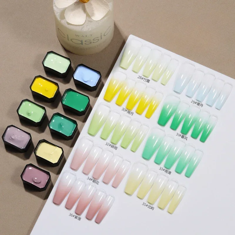 9 Warna/Kotak Pat Ombre Gel Ca - Nail Art Ombre Glitter ulasan dan harga