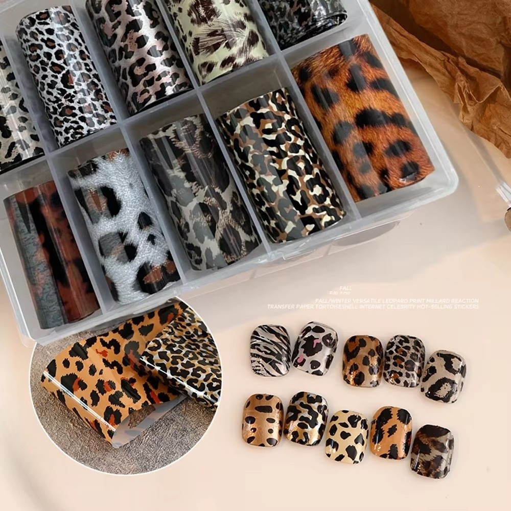 Desain Renda Foil Kuku Pola Ga - Nail Art Leopard ulasan dan harga