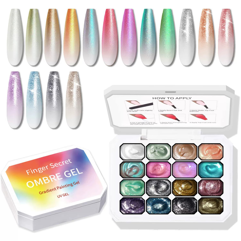 Palet Gel Ombre Krim Solid 9-2 - Nail Art Ombre Glitter ulasan dan harga