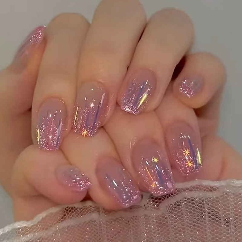 Kuku palsu pendek untuk wanita - Nail Art Gliter ulasan dan harga