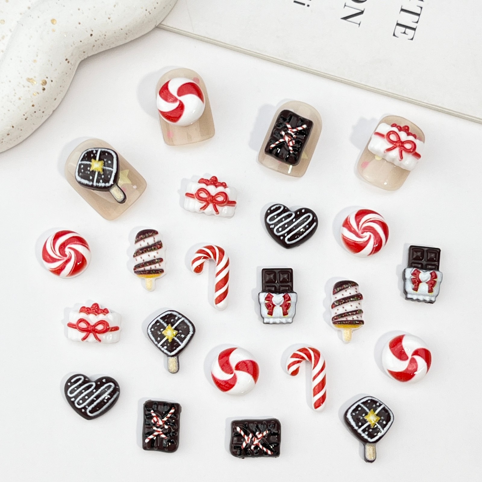 50pcs Resin Mini Cokelat Natal - Nail Art Xmas ulasan dan harga